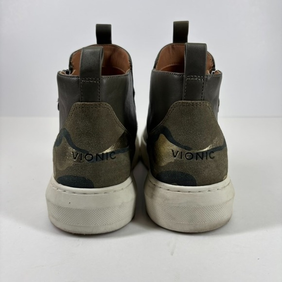 Vionic Brinkley Women's US 7.5 Olive Green Leather Camo Side Zip Sneaker Bootie - Picture 4 of 16